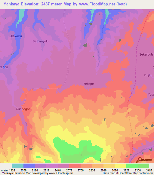 Yankaya,Turkey Elevation Map