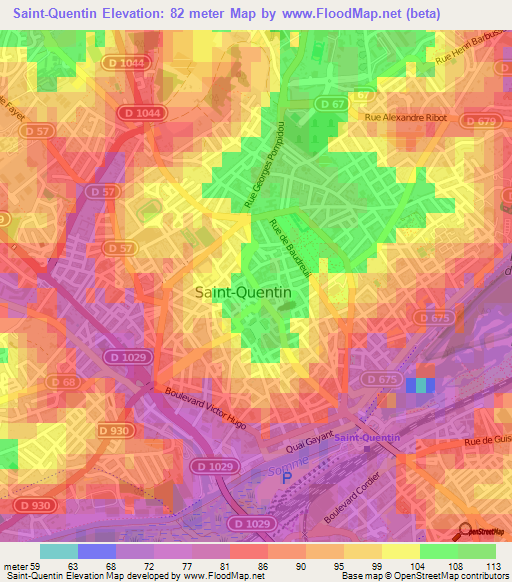 Saint-Quentin,France Elevation Map