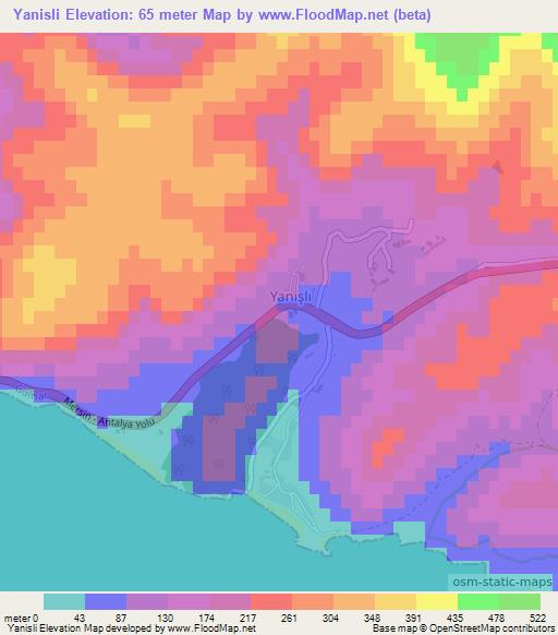 Yanisli,Turkey Elevation Map