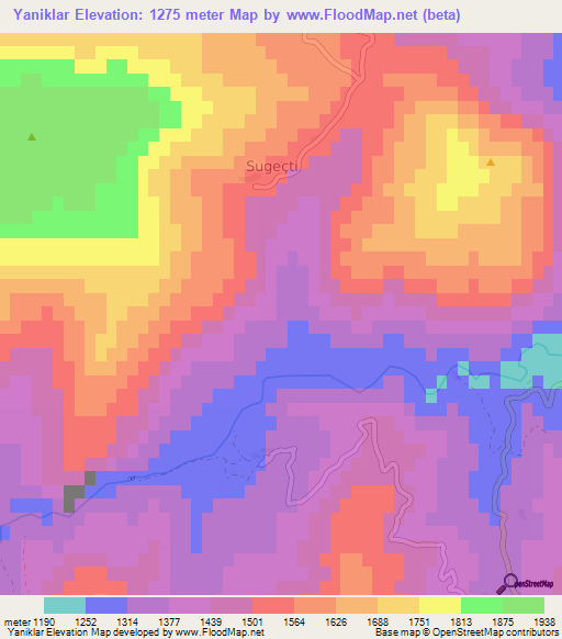 Yaniklar,Turkey Elevation Map