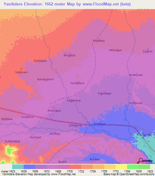 Yanikdere,Turkey Elevation Map