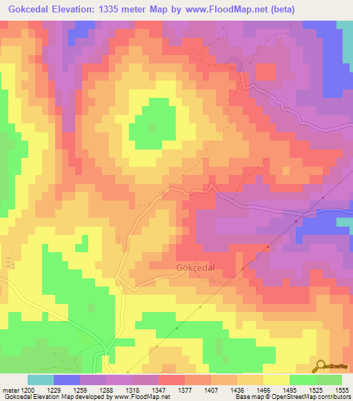 Gokcedal,Turkey Elevation Map