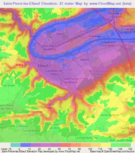 Saint-Pierre-les-Elbeuf,France Elevation Map