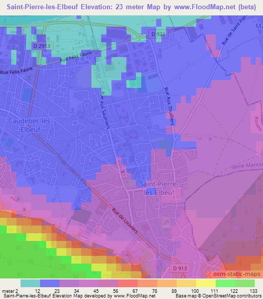 Saint-Pierre-les-Elbeuf,France Elevation Map