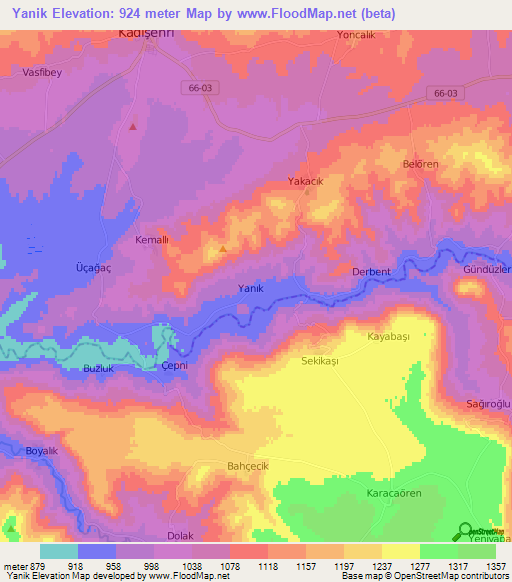 Yanik,Turkey Elevation Map