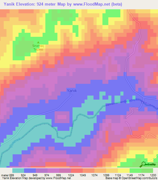 Yanik,Turkey Elevation Map