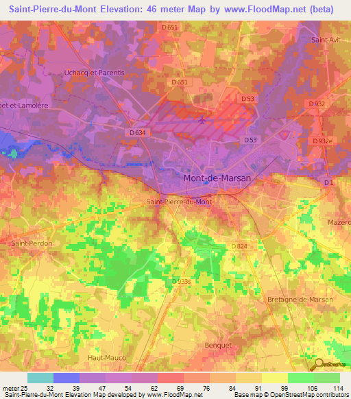 Saint-Pierre-du-Mont,France Elevation Map