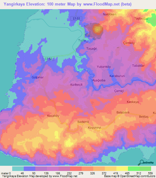 Yangirkaya,Turkey Elevation Map