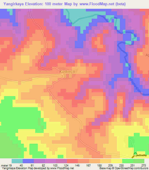 Yangirkaya,Turkey Elevation Map