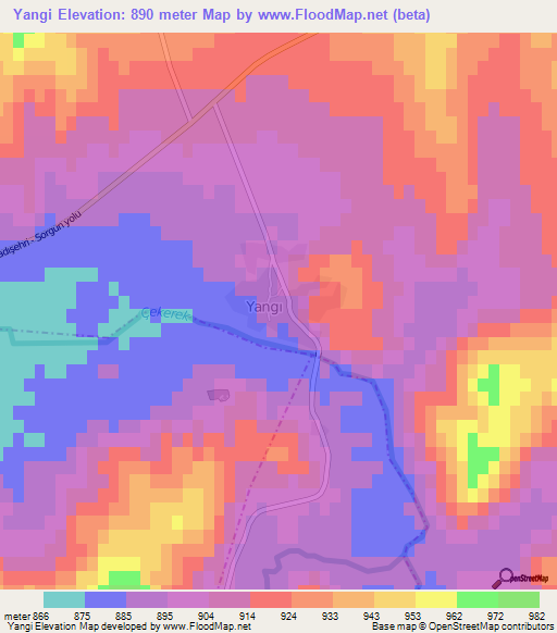 Yangi,Turkey Elevation Map