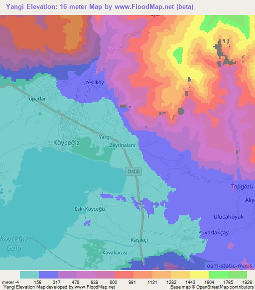 Yangi,Turkey Elevation Map