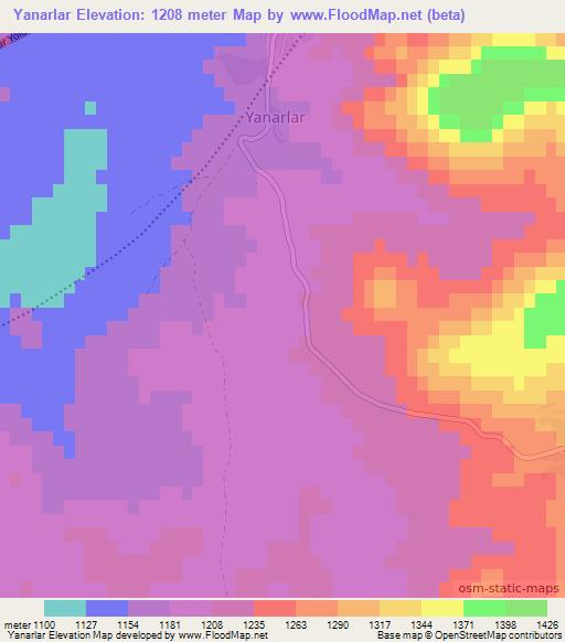 Yanarlar,Turkey Elevation Map