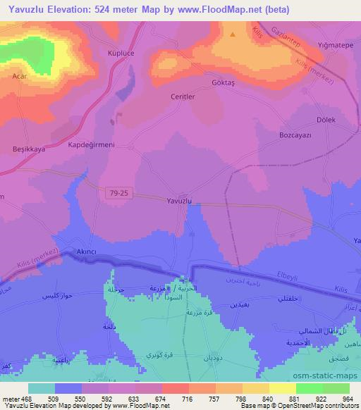 Yavuzlu,Turkey Elevation Map