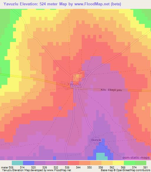 Yavuzlu,Turkey Elevation Map