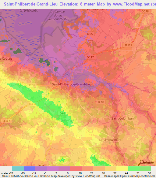 Saint-Philbert-de-Grand-Lieu,France Elevation Map