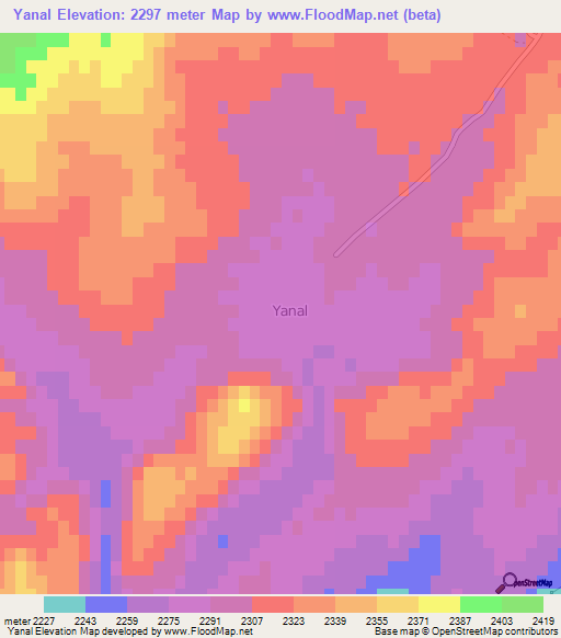 Yanal,Turkey Elevation Map