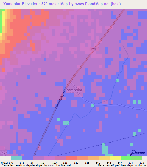 Yamanlar,Turkey Elevation Map