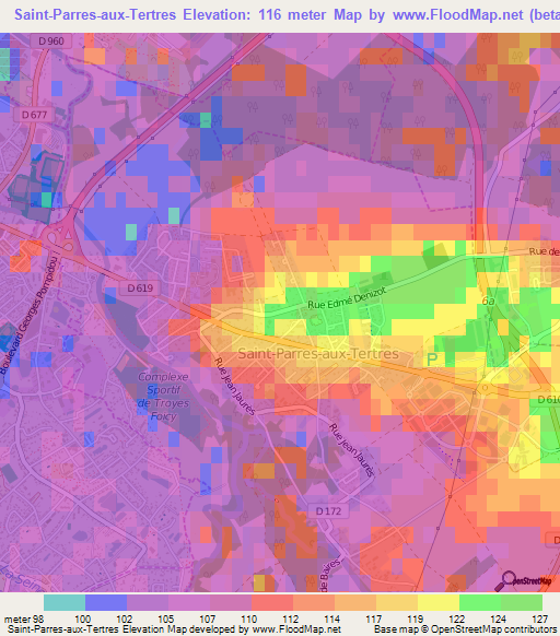 Saint-Parres-aux-Tertres,France Elevation Map