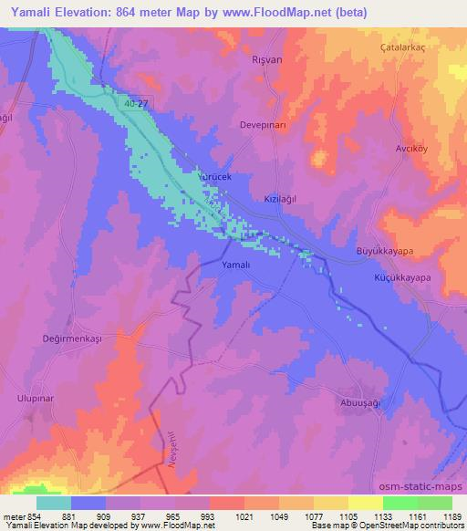 Yamali,Turkey Elevation Map