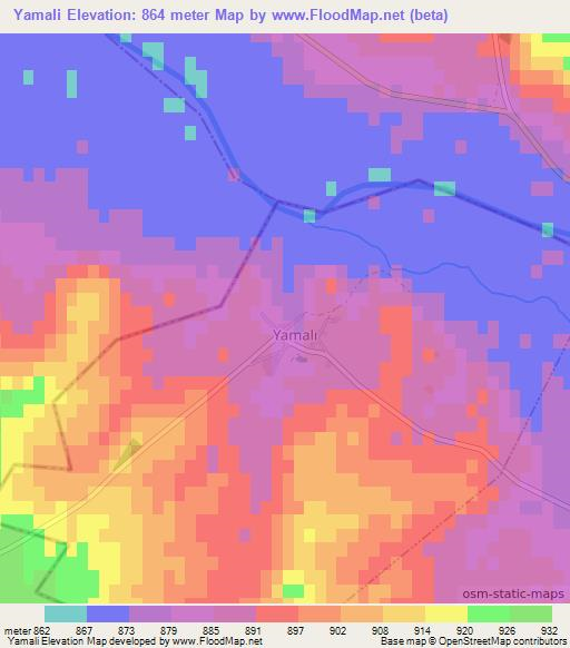 Yamali,Turkey Elevation Map