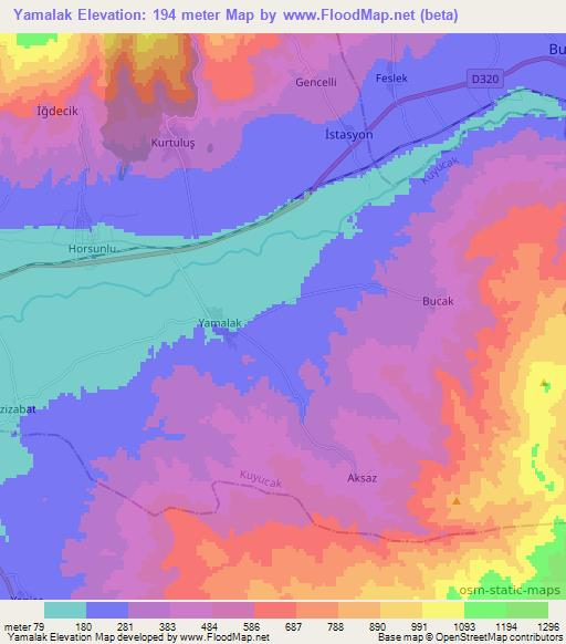 Yamalak,Turkey Elevation Map