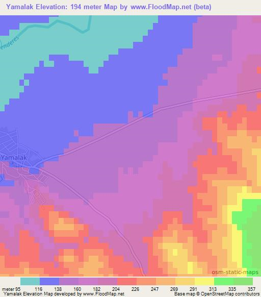 Yamalak,Turkey Elevation Map