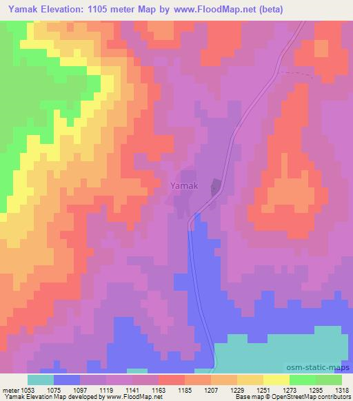 Yamak,Turkey Elevation Map