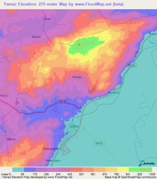 Yamac,Turkey Elevation Map