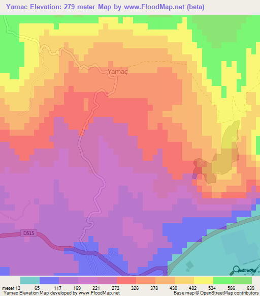 Yamac,Turkey Elevation Map