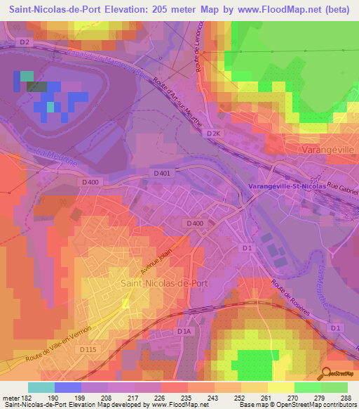 Saint-Nicolas-de-Port,France Elevation Map