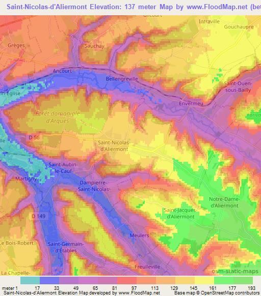 Saint-Nicolas-d'Aliermont,France Elevation Map