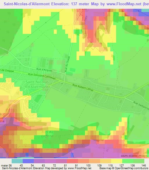 Saint-Nicolas-d'Aliermont,France Elevation Map