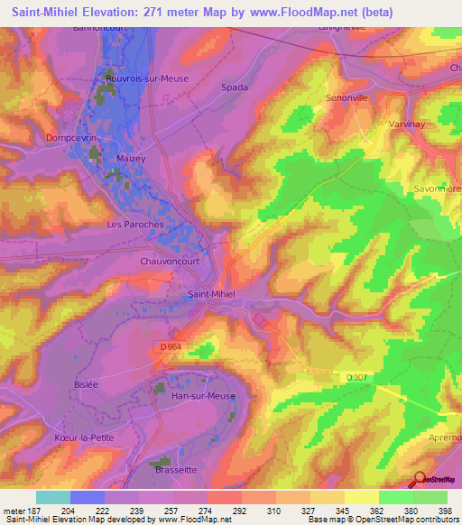 Saint-Mihiel,France Elevation Map