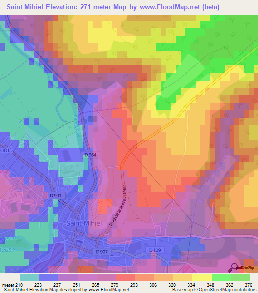 Saint-Mihiel,France Elevation Map