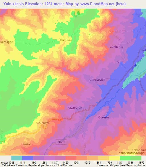 Yalnizkesis,Turkey Elevation Map