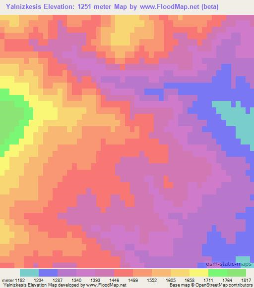 Yalnizkesis,Turkey Elevation Map