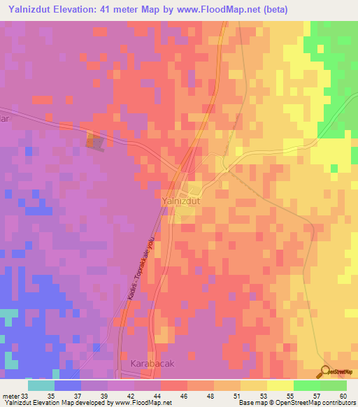 Yalnizdut,Turkey Elevation Map