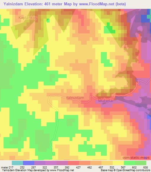 Yalnizdam,Turkey Elevation Map