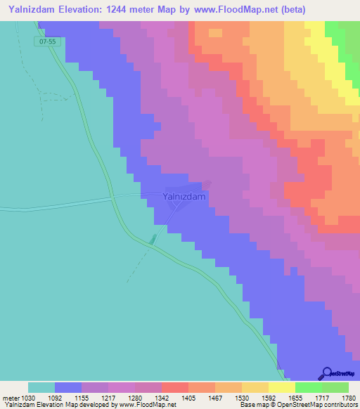 Yalnizdam,Turkey Elevation Map