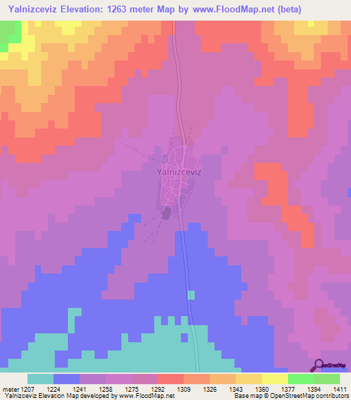 Yalnizceviz,Turkey Elevation Map