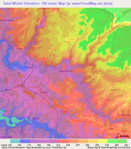 Saint-Michel,France Elevation Map