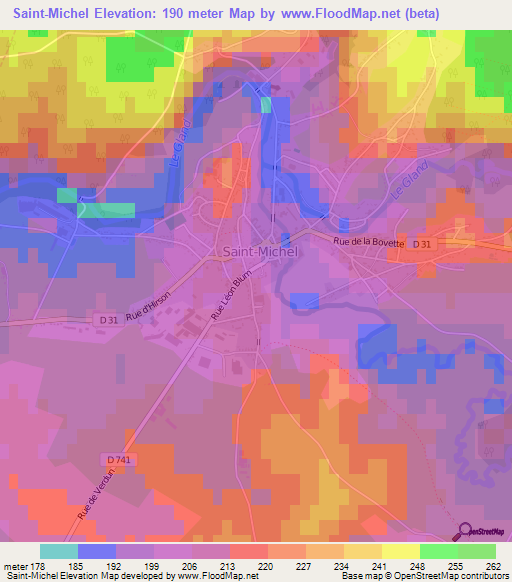 Saint-Michel,France Elevation Map