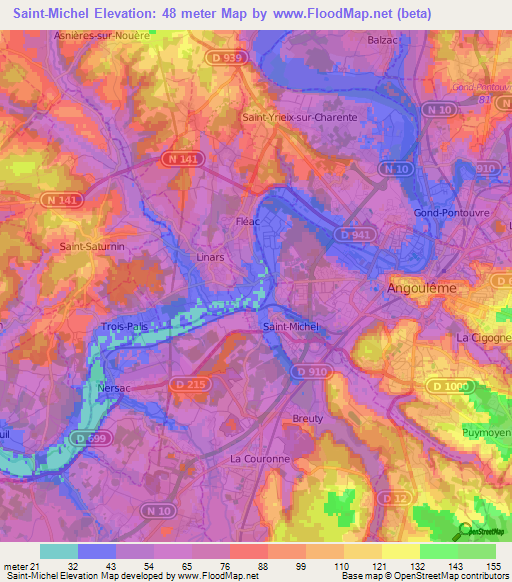 Saint-Michel,France Elevation Map