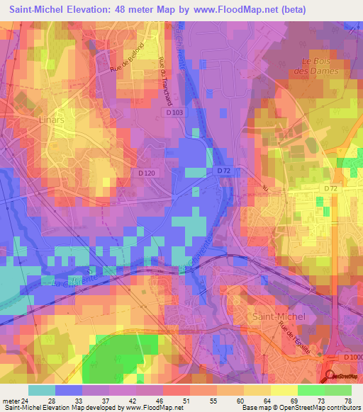 Saint-Michel,France Elevation Map