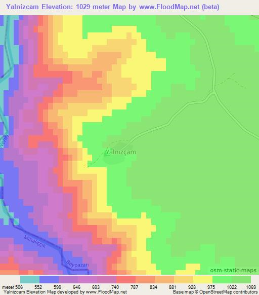 Yalnizcam,Turkey Elevation Map