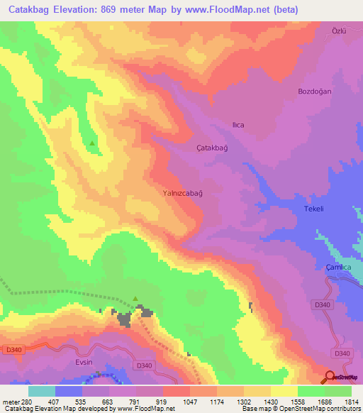 Catakbag,Turkey Elevation Map