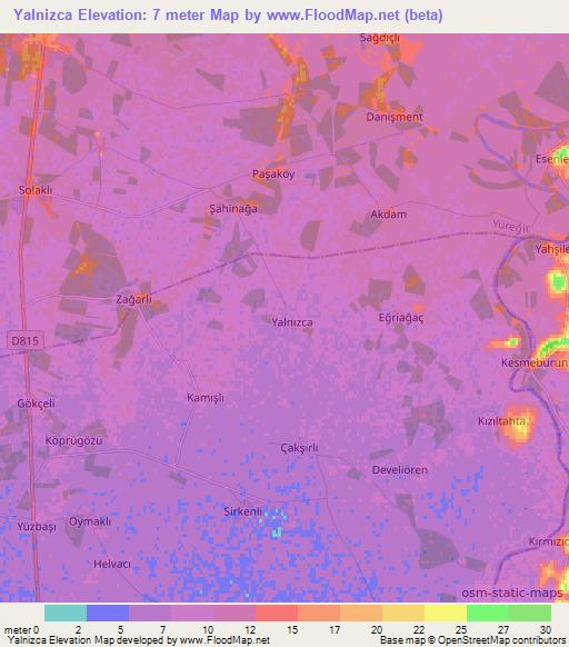 Yalnizca,Turkey Elevation Map