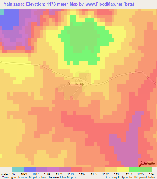 Yalnizagac,Turkey Elevation Map