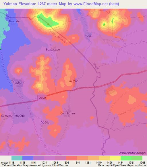 Yalman,Turkey Elevation Map