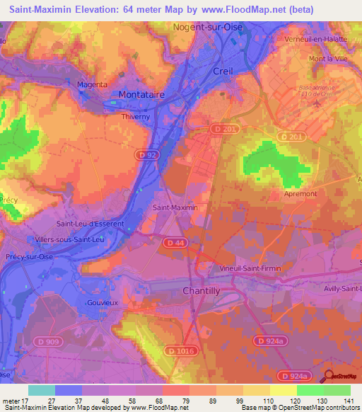 Saint-Maximin,France Elevation Map